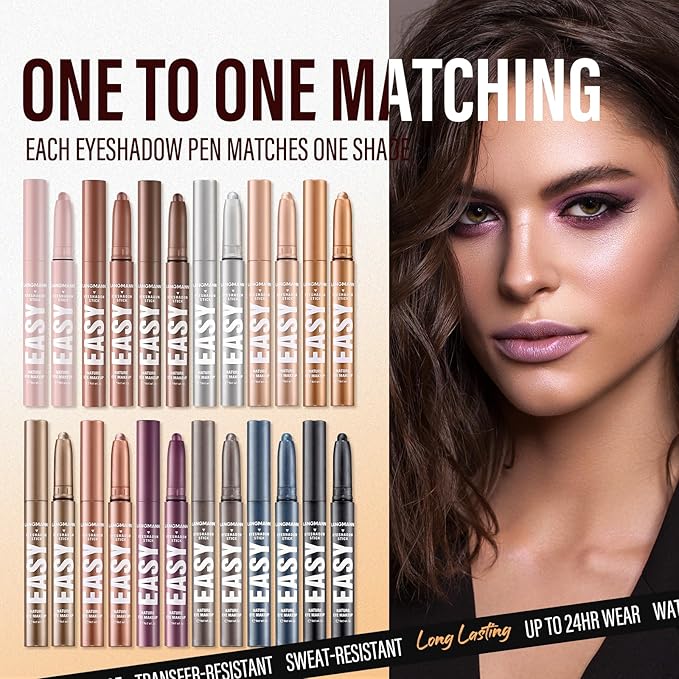 Jolilab Eyeshadow Stick Set, 2 PCS Matte Professional Bright-Colored Contouring and Highlight Stick, Cream Waterproof Long Lasting High Pigmented Eye Shadow (2, 05+21 2pcs)