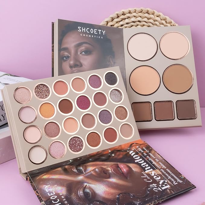 43 Color Cosmetic Palette - Pigmented Eyeshadow, Blendable Blush, Highlighter & Contour, Long-Wear Makeup Kit for Full Face Makeup, Travel-Friendly (B)