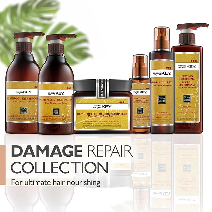 Saryna Key Hair Oil for Damage Repair - Pure African Shea Butter with Keratin & Vitamin E for Hair Treatment - Frizz Control & Split End Repair Hair Serum - Moisturizes, Shines, Softens (105ml/3.55oz)