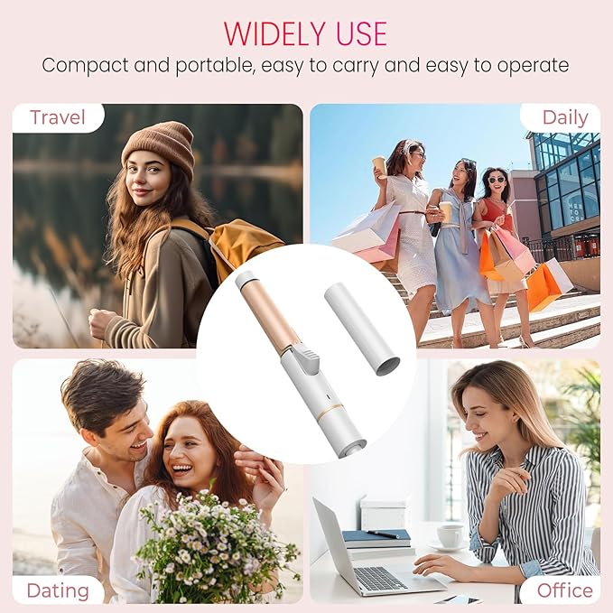 Ukliss Mini Travel Curling Iron 1 Inch, Dual Voltage 110-240V, 30s Fast Heating & Ionic Ceramic, Portable Hair Curler with Case, Perfect for Short to Medium Hair, Frizz-Free Curls (White)