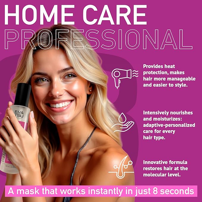 8-Second Hydrating Hair Mask Spray - Rinse-Out Deep Keratin Treatment for Dry, Damaged, Frizzy, & Color-Treated Hair – Anti-Frizz Detangler for Silky, Glossy, Smooth Results, 6.75 oz.
