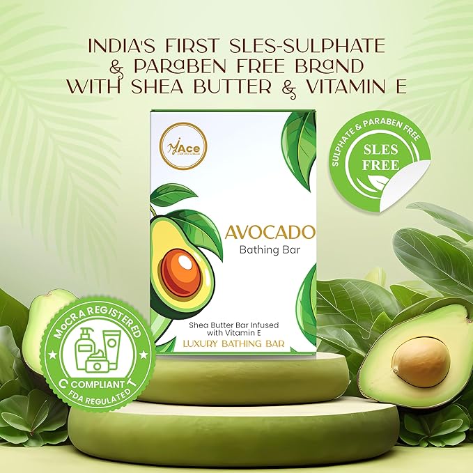 MY ACE Avocado Bathing Bar – Handmade with Avocado Oil & Coconut Oil, SLES & Paraben Free, Enriched with Shea Butter & Vitamin E – Moisturizing & Gentle