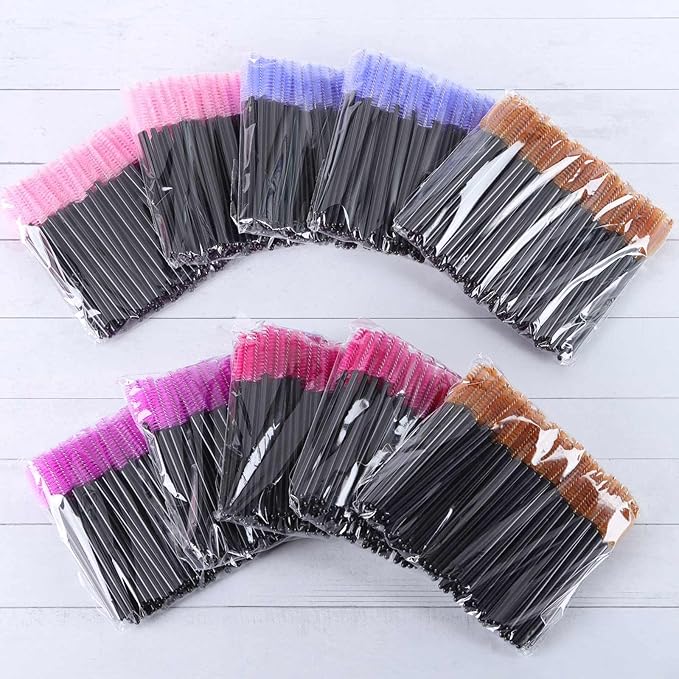 1000 Disposable Mascara Wands Eyelash Brushes Spoolies for Eyebrow Eye Lash Extension Multicolor