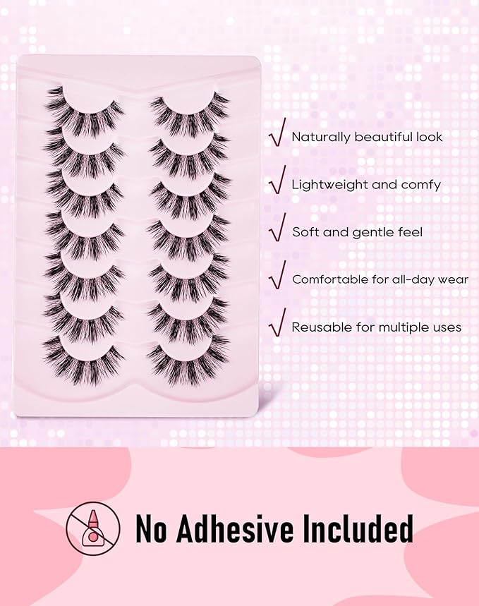 Frihappy Manga Anime Lashes Japanese Spiky Lashes Wispy Strip False Eyelashes Doll Asia Lashes HA-12