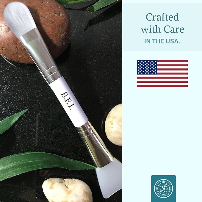 Bare Essentials Living - Clay Face Mask Brush (1 Pack, Bamboo) Dual Soft Silicone Face Mask Applicator Brush Tool, Great Facial Essentials, Moisturizer Applicator & Skincare Brush for Facials