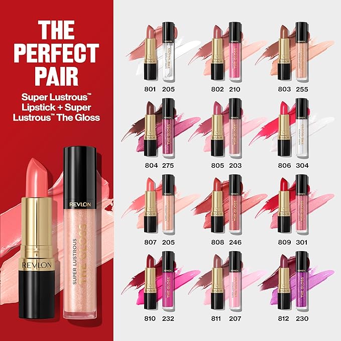 Revlon Super Lustrous Lipstick, Creamy Formula For Soft, Fuller-Looking Lips, Moisturized Feel, 805 Candied Rose, 0.15 oz
