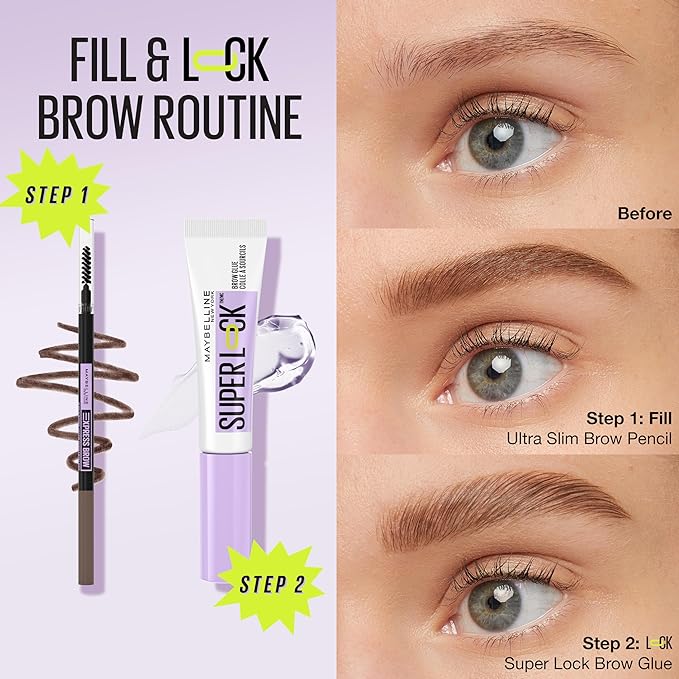 Maybelline Express Brow Ultra Slim Eyebrow Makeup, Brow Pencil with Precision Tip and Spoolie for Defined Eyebrows, Ash Brown, 1 Count
