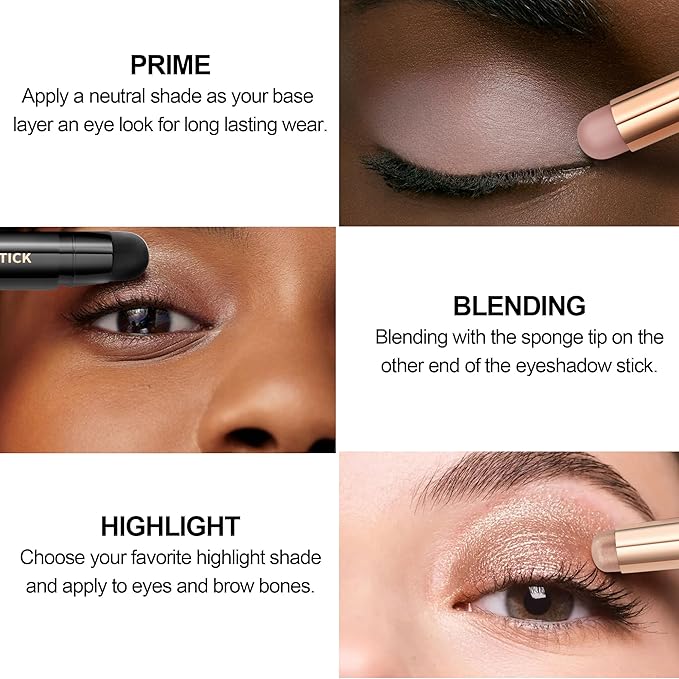 FV Long Lasting Cream Eyeshadow Stick, Waterproof & High Pigmented Eye Shadow Sticks Duo with Blending Sponge, Crease-Proof & Natural Finish Eyeshadow Pencil, Vanilla Matte