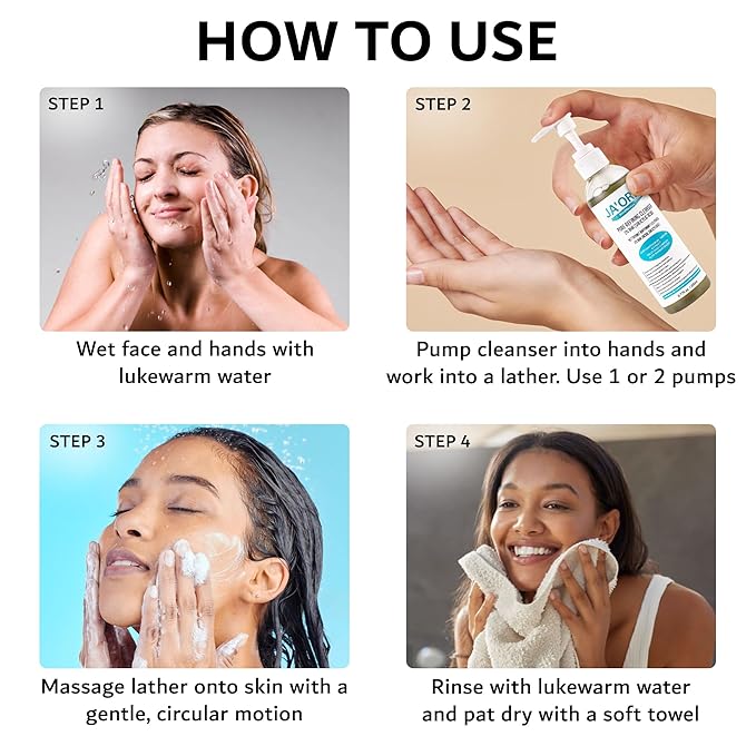 JA'ORA Deep Detox Face Cleanser – 2% Salicylic Acid + Aloe Vera – Clear Pores, Reduce Shine & Brighten Skin – Clean Beauty for Oily & Sensitive Skin – 200ml