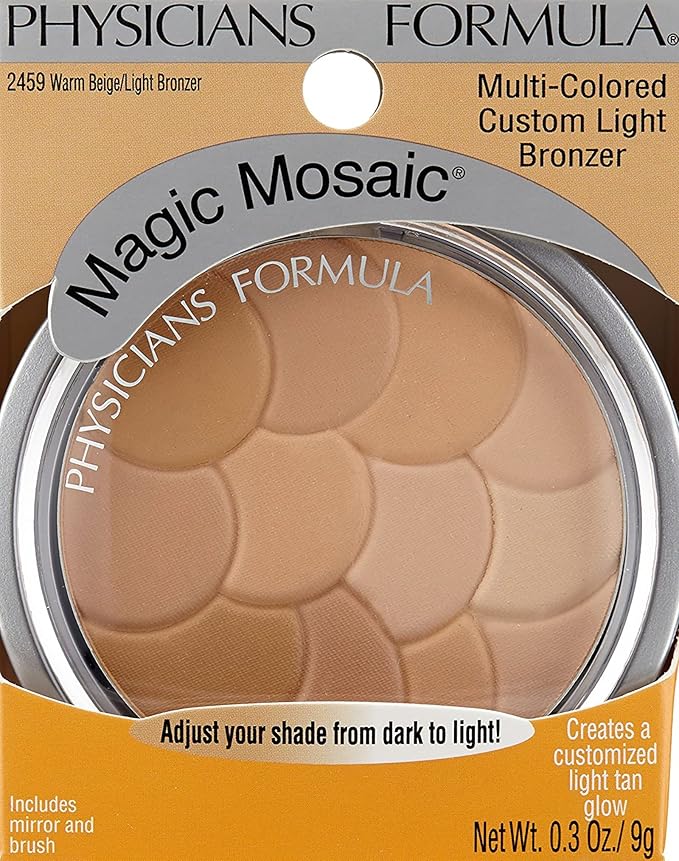 Physicians Formula Magic Mosaic Multi-Colored Bronzer, Highlighting, Contour Powder, Warm Beige/Light Bronzer, Dermatologist Tested, Clinicially Tested