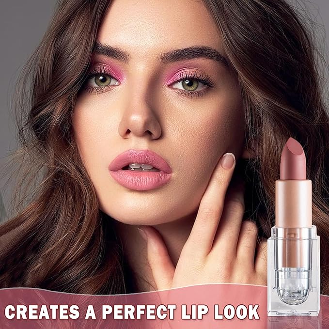 Matte Nude Lipstick Velvet Lip Gloss Non-Fading Non-Sticky Cup Nude Lipstick Matte Lip Stain Long Lasting Waterproof Lipstick for Women Girls Daily Lip Makeup-604 Dolce Vita
