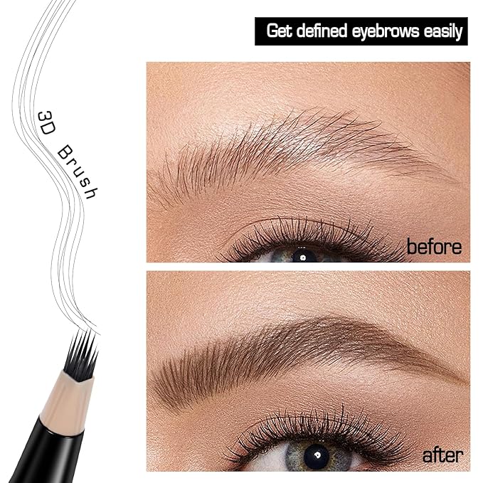 Eyebrow Pencils for Women, Microblading Eyebrow Pen Magical 2-in-1 Dual-Ended Brow Pen with 3D & Precise Brush-Tip Create Natural Hair-Like Brows, Last All-Day(Soft Brown)