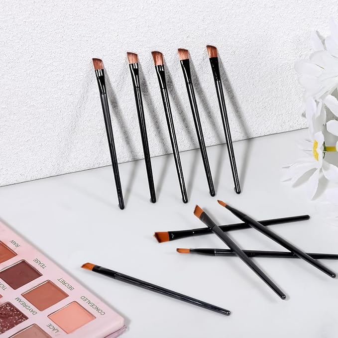 100 PCS Angled Eyeliner Brush Set, Eyebrow Brush Flat Eyebrow Tint Brushes Flat Eyebrows Tint Brushes Ultra Thin Makeup Brushs Fine Slanted Eyebrows Brushs Applicator Eye Makeup BrushApplicator