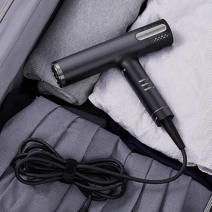 Lanvier Hair Dryer with Diffuser, Professional Ionic Blow Dryer with High Speed Brushless Motor, Compact Design for Fast Drying, Intelligent 4 Heat, 3 Airflow Control w/LCD Display for All Hair Types