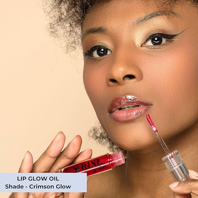 Hydrating Lip Oil for Soft Lips Rise & Slay Tinted Glow with Hyaluronic Acid, Jojoba & Castor Oil, Vit-E | Lightweight Vegan Summer Lip Treatment, Non-Sticky Shine (Tinted Lip Oil)