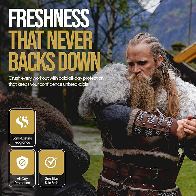 The Beard Struggle Natural Deodorant - Marauder’s Defense - 100% Natural Charcoal Infused Deodorant Men Aluminum Free - Gold Collection, Valhalla's Gates - 2.65 oz.US.