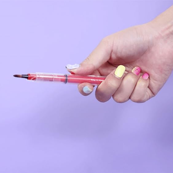 Auto Lid Makeup Brush Set, 5 Retractable Brushes, Travel-Friendly (Ice Red)