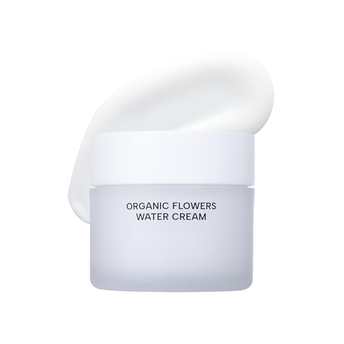 Whamisa Organic Flowers Water Cream, 95.2% Organic, Waterless Formula, Fermented Postbiotic for Deep Hydration & Soothing, Moisturizing, Korean Skin Care (50ml)
