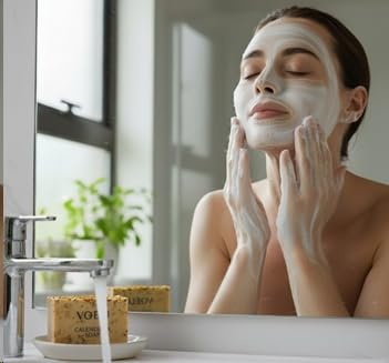 Organic Soap Bar – Natural Exfoliating Cleanser Hydrates & Unclogs Pores – Gentle Skincare for Sensitive Skin (Ezcema)
