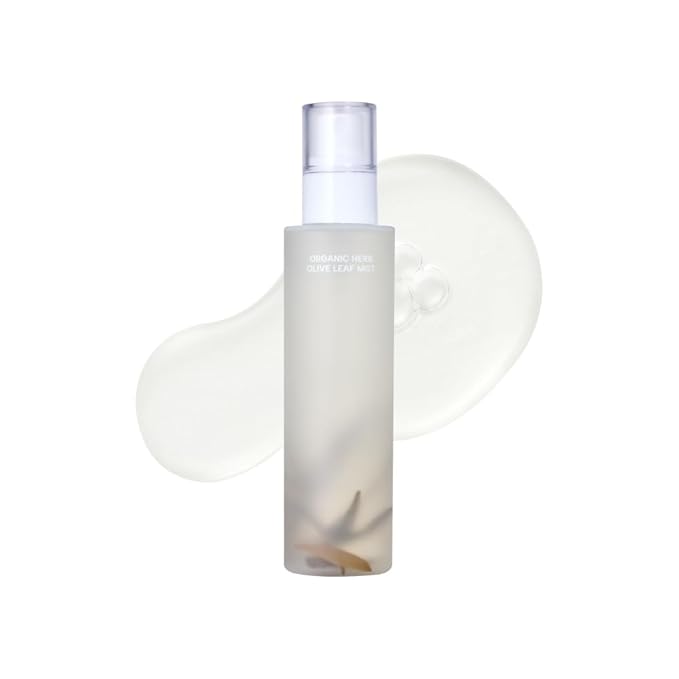 Whamisa Organic Herb Olive Leaf Mist, Facial Mist Spray, Waterless Formula, Fermented Postbiotics, Hydration, Portable, Korean Skin Care (100ml)