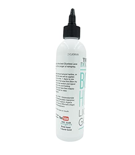The Hair Diagram - Bold Hold Liquid Gold - Glueless Lace Gel - Temporary Hold for Wigs and Hair Systems - Styling Agent for Baby Hairs - Non Toxic - Aerosol & Alcohol Free - Water Based Formula - 8oz