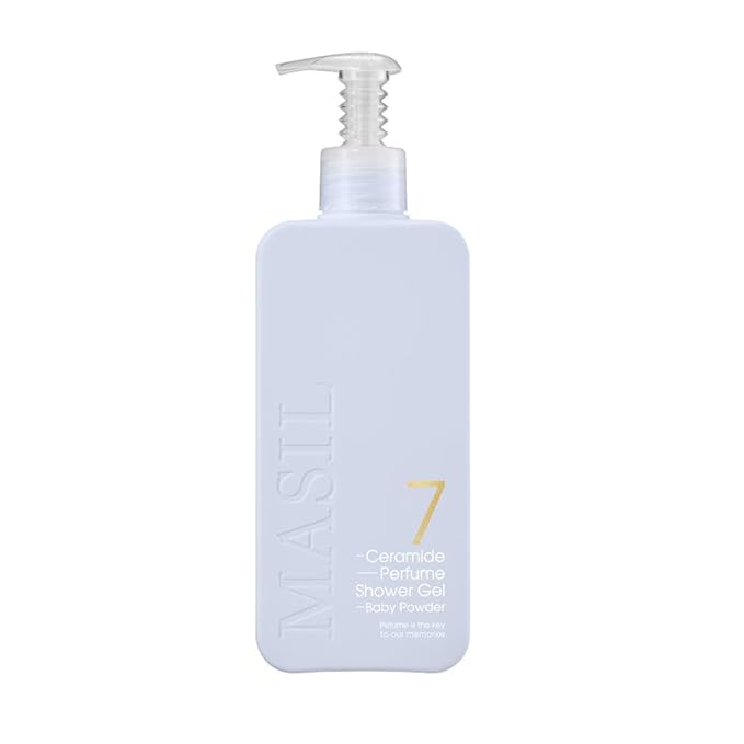 MASIL 7 Ceramide Perfume Shower Gel for Sensitive Skin, Korean Skin Care Moisturizing Body Wash for Women, Aroma Liquid Soap with Centella Asiatica and Licorice Root (Baby Powder, 16.9 fl oz)