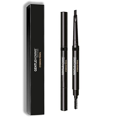 Men's 2-in-1 Eyebrow Brush & Pencil - Shape, Define & Fill In - Ultra-Thin, Long-Lasting Black - Vegan