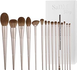 Makeup Brush Set (15 Pieces) - Includes Foundation, Powder, Concealers, Highlighter, Contour, Eye Shadows & Blush Makeup Brushes - Face & Eye Make Up Brushes with Synthetic Bristles
