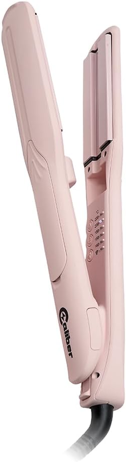Caliber VaPURE Hair Straightener, Infrared Ultrasonic Spray Mist Flat Iron, Ceramic Plates, 5 Temperature Settings, Pink