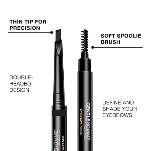 Men's 2-in-1 Eyebrow Brush & Pencil - Shape, Define & Fill In - Ultra-Thin, Long-Lasting Black - Vegan