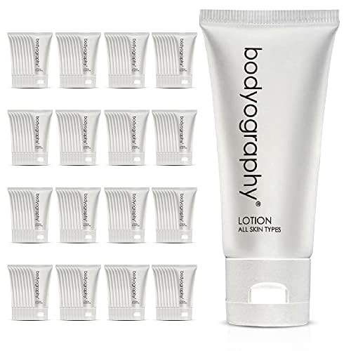 Bodyography blanc- Hand and Body Lotion | 1.4oz | Vanilla White Tea, Mini Travel Size Toiletries (100% Recyclable Tube with Flip Top Cap) Hotel Amenities, Suitable for All Skin Types