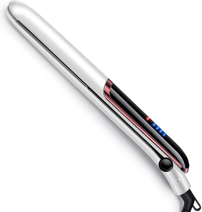 1 inch Hair Straightener, 2 in 1 Professional Ceramic Flat Iron & Curler, Rapid 30-Second Heat-Up, 30% Longer Ceramic Floating Plates, 4-Level Temperature Adjustable Hair Styling Tool (White)