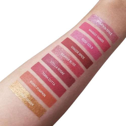 Aromi Rosy Peach Metallic Liquid Lipstick | Rose Gold Lip Color with Shimmery Finish, Vegan, Cruelty-free, Long-lasting and Smudge Proof Lipstick, Handmade (Pumpkin Spice)