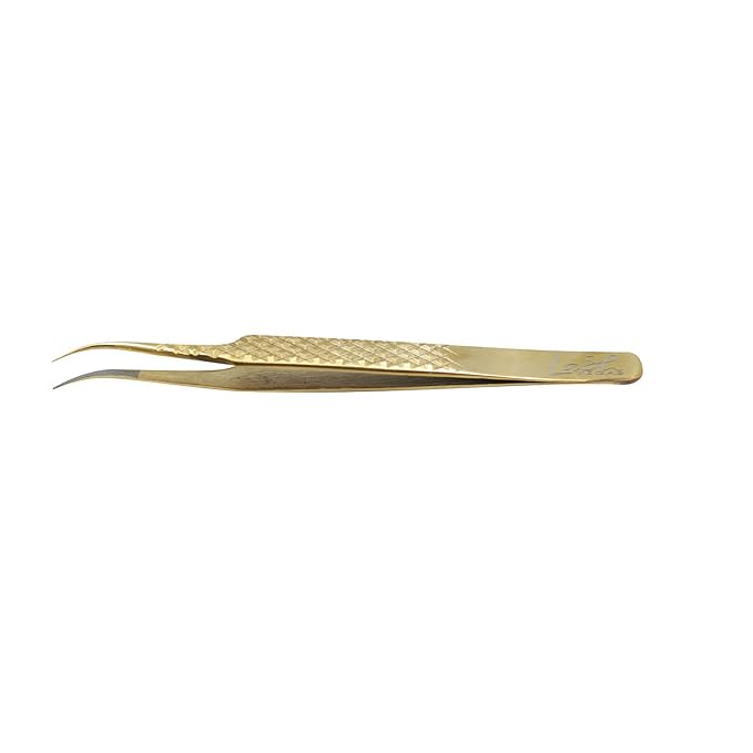Curved Cutie Tweezer - Diamond Grip Lash Tweezers for Eyelash Extensions - Fiber Tip Lash Tweezers for Classic & Volume Lash Extensions – Gold