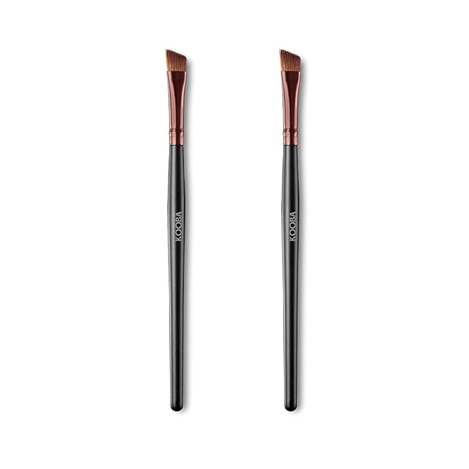 KOOBA Makeup Angle Eyeliner Kabuki Brush 2 Pcs - Portable Eye Powder Foundation Brush, Beauty Cosmetic Tool for Professional and Travel, Pack of 2