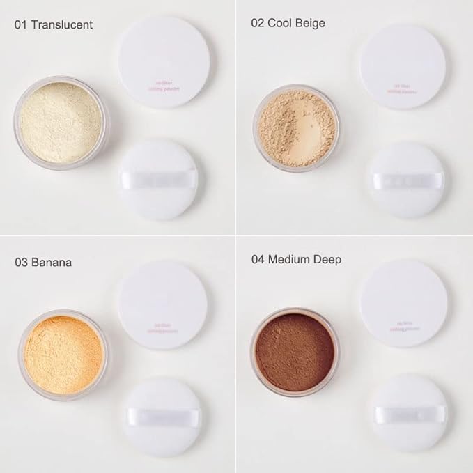 2 Pcs PHOERA Setting Powder, Control Oil Brighten Skin Color Cover Blemish Face Setting Loose Powder。 (03# BANANA & 04# Medium Deep)