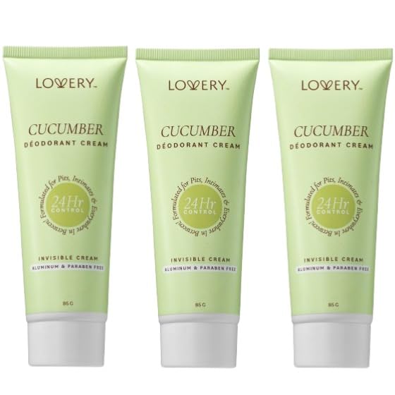Deodorant Women - Whole Body Aluminum Free Deodorant for Women Cucumber Scented Invisible Cream Tube, Baking Soda Free Skin Loving 3oz - 3 Pack