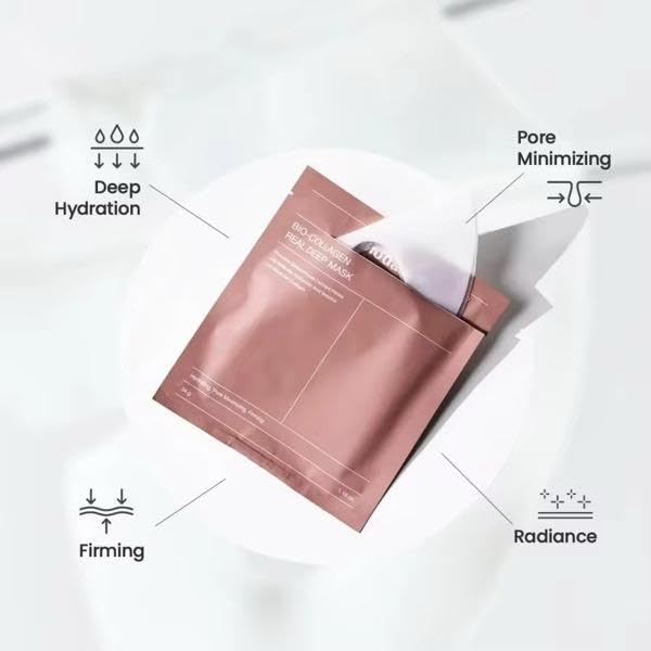Hydrating Collagen Facial Sheet Mask – Deep Moisture, Pore Care, Firming, Elasticity Boost, Overnight Skin Rejuvenation – 4ea x 1.19oz Masks (34g)