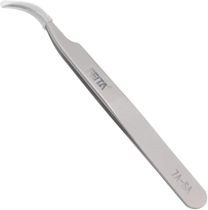 Individual C-Shaped Tip Lashes Tweezer - FEITA Professional Stainless Steel Curved Tweezers Precision for 3D Volume Eyelashes Extensions (1 Pc)