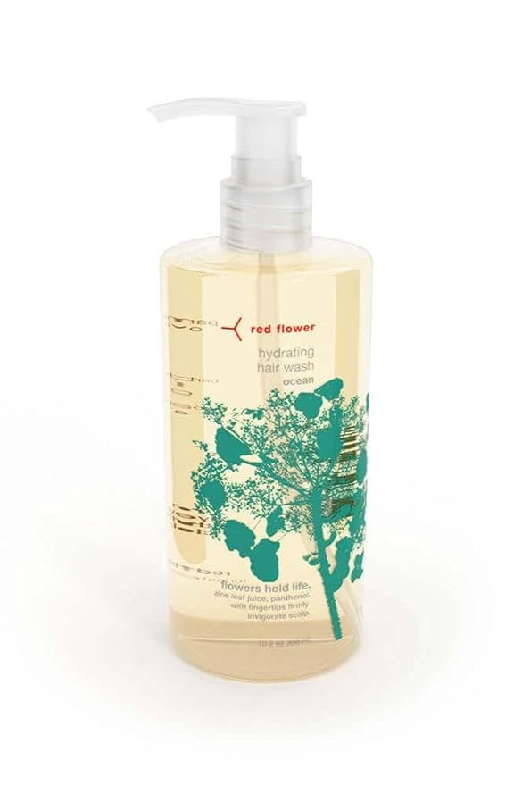 Red Flower Ocean Hair & Body Care Set: Purifying Body Wash, Hydrating Hair Wash, and Ocean Smoothing Hair Conditioner for Fresh Skin and Soft, Revitalized Hair