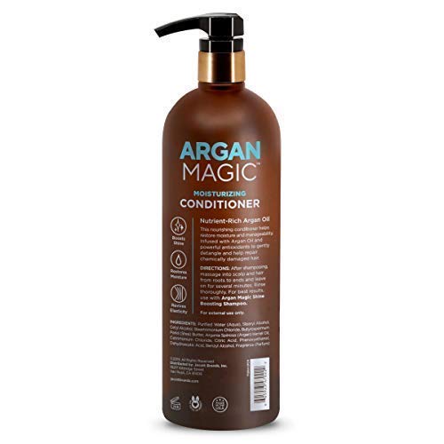 Argan Magic Moisturizing Conditioner - Detangle, Hydrate, and Repair Dry and Chemically-Damaged Hair Types | Nutrient-Rich | Made in the USA, Paraben Free, Cruelty Free (32 oz / 2 Pack)