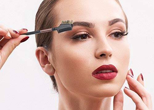KOOBA Makeup Eyebrow Brush & Eyelash Comb 2 Pcs, Portable Eye Powder Foundation Brush, Beauty Cosmetic Tool for Professional and Travel, Pack of 2