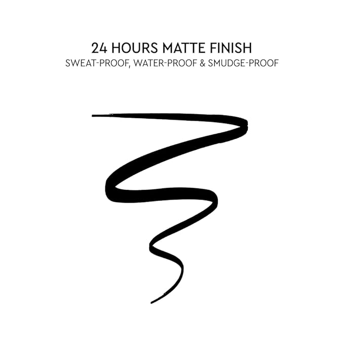 Waterproof Eyeliner Pen - Intense Black, Matte Finish - Lasts Up to 24 Hours - Tear, Sweat & Smudge Proof - 100% Vegan, 1.1 ml