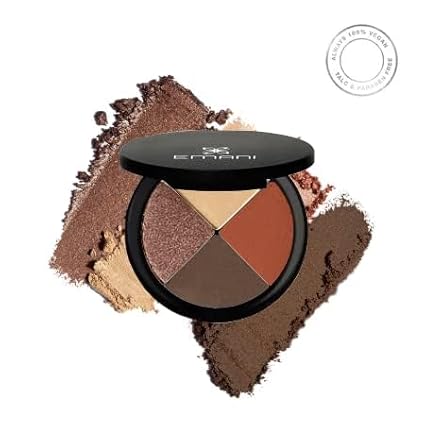 Emani Eye Colors Quad Eyeshadow Powder, Safe for Sensitive Eyes, Vegan, Cruelty-Free, 4 Shades, Venice Beach (Gold/Earth)