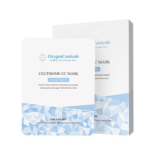Ceutisome CC Mask – Cooling & Hydrating Sheet Mask with Xylitol, Witch Hazel & Fermented Botanical Extracts, Soothes Heated Skin, Controls Sebum, Non-Irritating Formula(6 Sheets/1 Box)