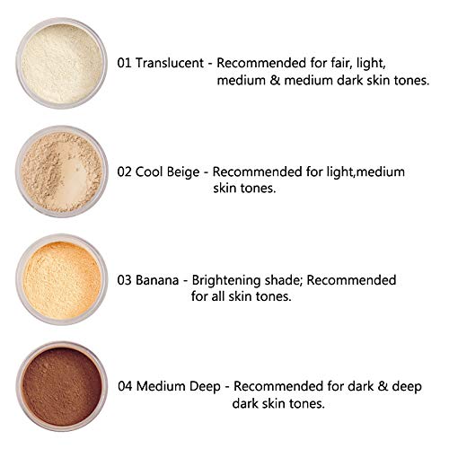 2 Pack PHOERA Banana Setting Powder, Control Oil Brighten Skin Color Cover Blemish Face Setting Loose Powder。 (03# Banana)