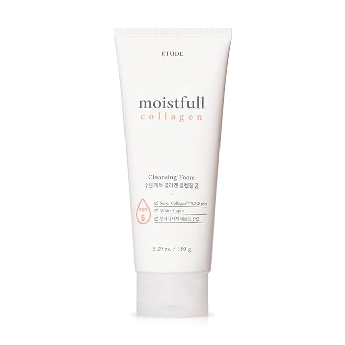 ETUDE Moistfull Collagen Cleansing Foam, Face Wash, Foam Cleanser, Super Collagen Water, Lupinus Albus Protein, Gentle Cleansing, Clinically Tested, Korean Skin Care, Beauty (5.29 Ounce)