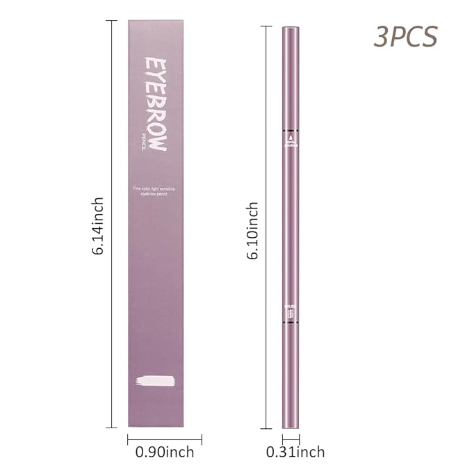 3 Pcs Dark Brown Eyebrow Pencils for Women,with Spoolie Brush,Eyebrow Pencil Soft Textured,Waterproof Sweat-proof for Fills in Sparse Areas and Gaps Create a Natural Eye Brow,Vegan & Cruelty-Free