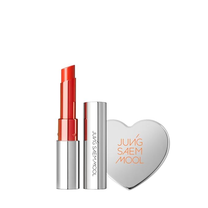 JUNG SAEM MOOL OFFICIAL] New Classic Glaze Lipstick Gift Set (Dewey Tangerine) | Glaze Lipstick + Heart Mirror Mini