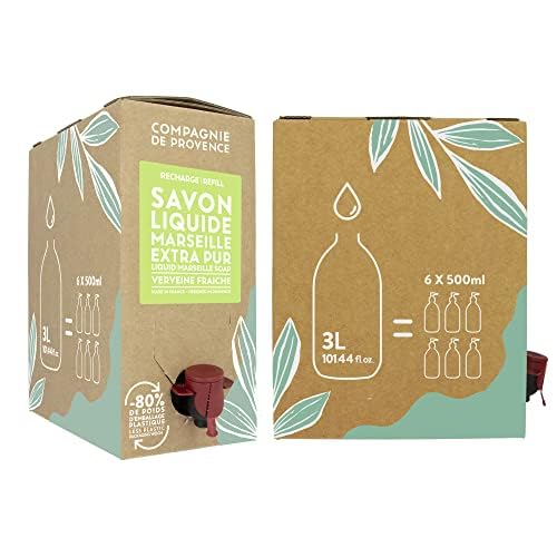 Compagnie de Provence Savon de Marseille Extra Pure Liquid Soap, Verbena, 101.4 Fl Oz Eco Refill
